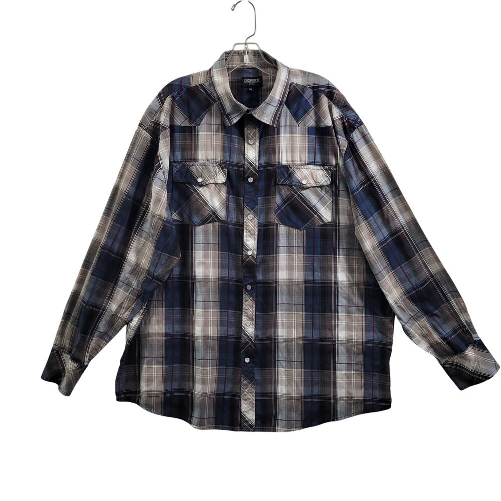 Gioberti Brown Plaid Men's Western Pearl Snap Shirt Size 2XL 21324-0663